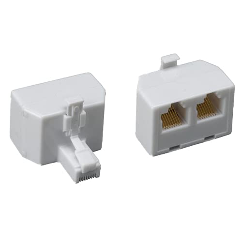 Phone Splitter (Straight), RJ45 8P8C Male to 2 RJ45 8P8C Female, White