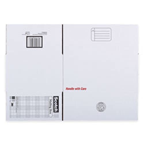 3M Scotch Mailing Box-Mailing Box, Size E,Labels Included,16"x12"x8",White