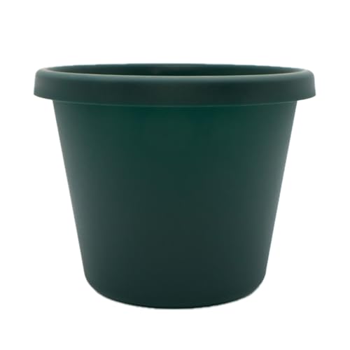 The HC Companies Prima Round Plastic Plant Pot w/Rolled Rim - Lightweight & UV Resistant Flower Pot for Herbs & More - Outdoor & Indoor Plant Pots w/Drainage (10 inch, Evergreen, Pack of 1)