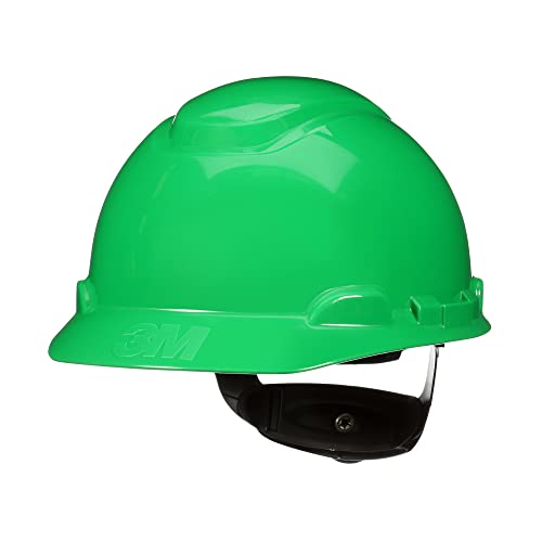 3M Hard Hat SecureFit H-704SFR-UV, Green, Non-Vented Cap Style Safety Helmet with Uvicator Sensor, 4-Point Pressure Diffusion Ratchet Suspension, ANSI Z87.1