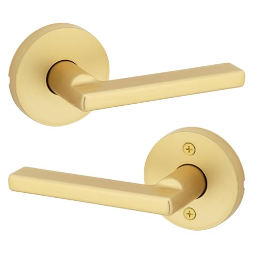 Kwikset Halifax Passage Door Lever Satin Brass
