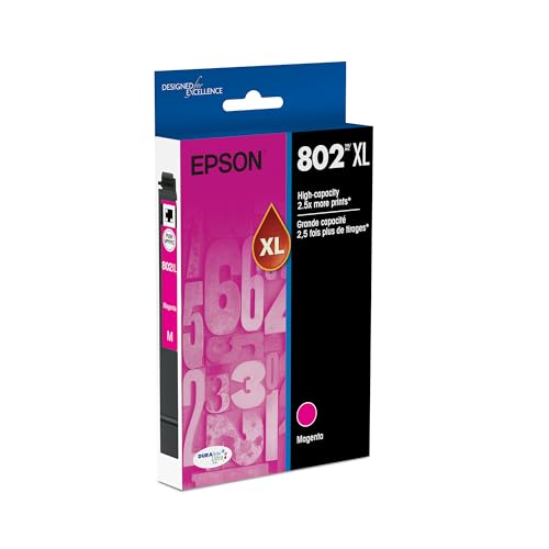EPSON 802 DURABrite Ultra Ink High Capacity Magenta Cartridge (T802XL320-S) Works with WorkForce Pro WF-4720, 4730, 4734, 4740