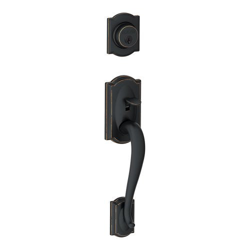 Schlage F58 CAM 716 Camelot Exterior Handleset with Deadbolt, Aged Bronze (Exterior Half Only)