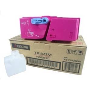 KYOCERA 1T02HPBUS0 Model TK-822M Magenta Toner Cartridge for use FS-C8100DN A3 Color Laser Printer, Up to 7000 Pages Yield at 5% Average Coverage