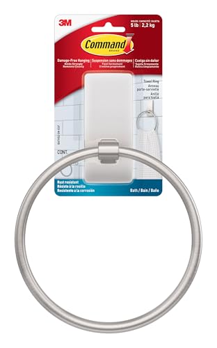 3M Command Bath Satin Nickel Towel Ring