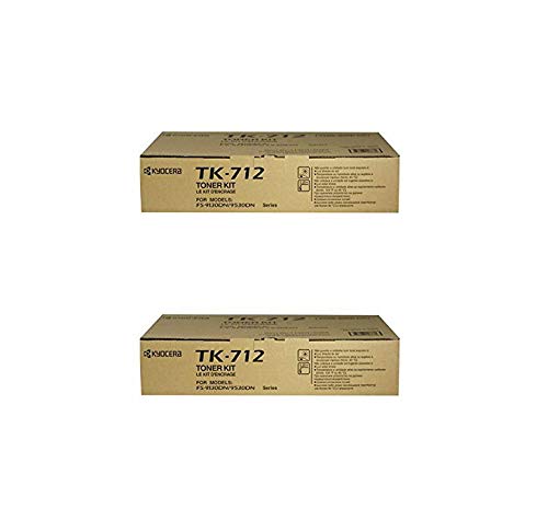 Kyocera TK712 OEM Toner Cartridge 2 Pack, 40000 Page-Yield Per Ctg, Black