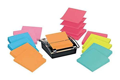 Post-it Sheet Super Sticky Note and Dispenser Value Pack, 3 in x 3 in, 12 Pads, Assorted Colors (DS330-SSVA)
