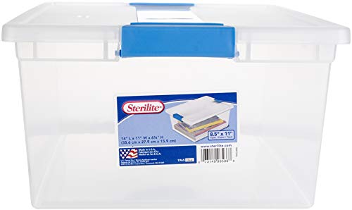 Triplenet Pricing Deep Clip Box, Stackable Small Storage Bin with Latching Lid, Plastic Container to Organize Paper, Office, Home, Clear Base and Lid, 1-Pack 19658604