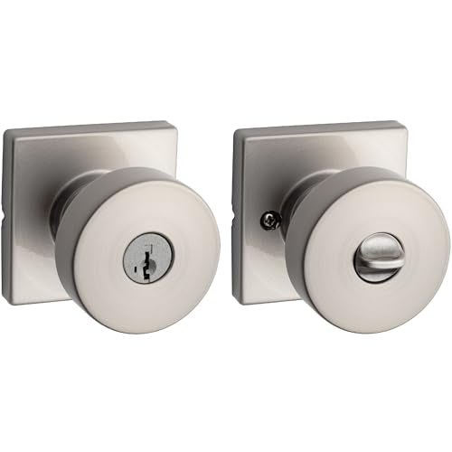 Kwikset Pismo Entry Door Knob Satin Nickel