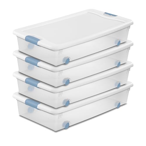 Sterilite 56 Quart Underbed Wheeled Storage Box 4-Pack