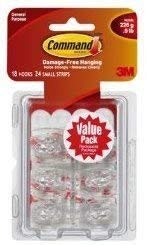 Command Decorative Hooks Transparent Strips 17026CLR, Colorless, Mini
