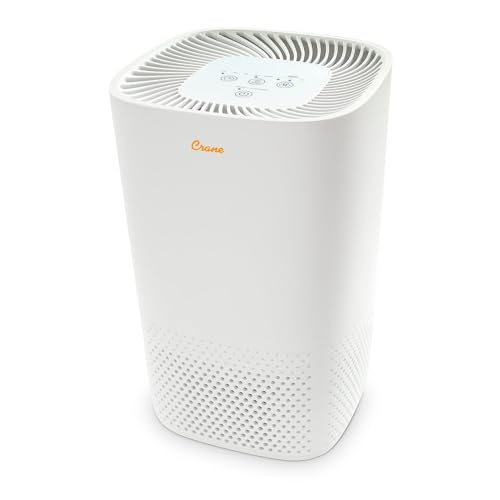 Crane Air Purifier with True HEPA Filter, UV Light, 250 Sq Feet Coverage, Timer Function, Sleep Mode, Washable Particle Filter, EE-5067