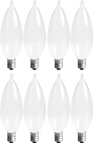 GE Bent Tip Decorative Light Bulbs (25 Watt), 215 Lumen, Candelabra Light Bulb Base, Soft White, 8-Pack Chandelier Light Bulbs