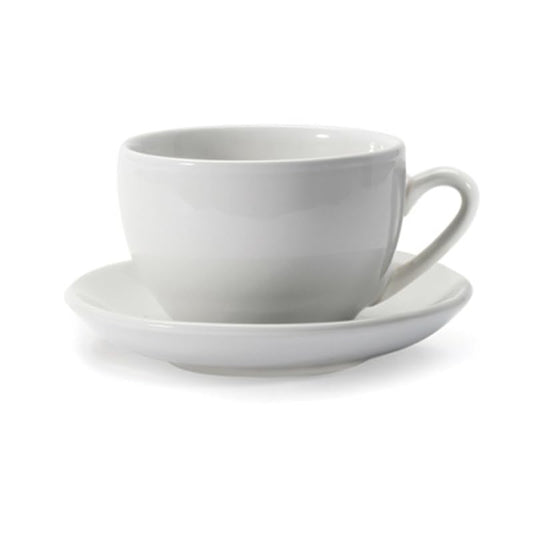 Danesco Coffee & Tea Cup & Saucer 11.5oz White Porcelain