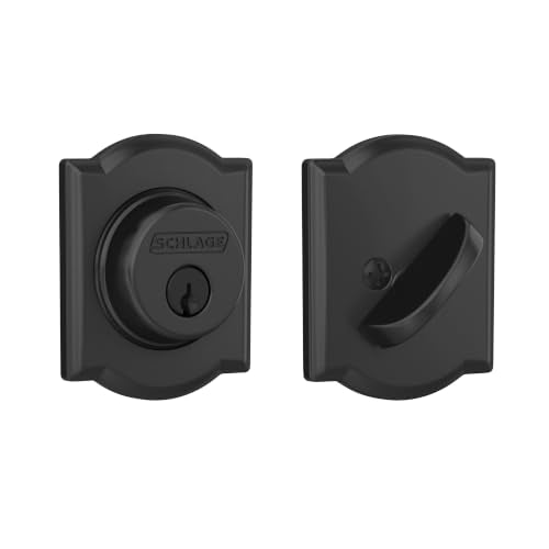 SCHLAGE Lock Company B60CAM622 Series Deadbolt Camelot Rose Single Cylinder Deadbolt, Matte Black