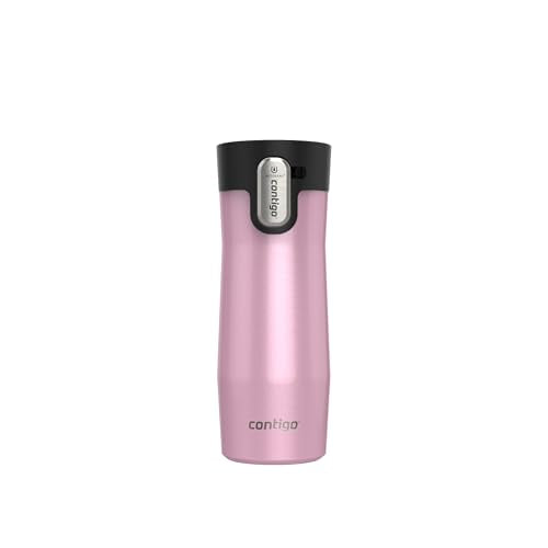 Contigo West Loop 3.0 Stainless Steel Travel Mug with Tea-Bag Hook & Spill-Proof Lid, Vacuum-Insulated Reusable Cup Coffee and Tea, 16 oz (473 mL), Strawberry Cream - Keeps Drinks Hot up to 11 Hours