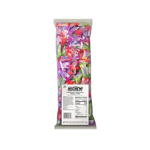 Assorted Bulk Bag, Green Apple Strawberry Mango Grape, Soft & Chewy Candy 2.2lb - 185+ Pieces Individually Wrapped, Ideal for Easter Basket, Made with Immensely Juicy Fruity Candy Flavors 634520