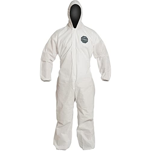 DuPont ProShield 10 PB127S Disposable Protective Coverall with Standard Fit Hood, Elastic Cuff and Ankles, White, 2X-Large (Pack of 25) (PB127SWH2X002500)