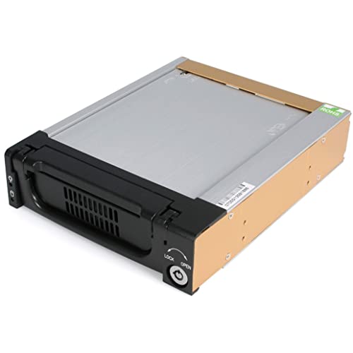 StarTech.com 5.25 in Rugged SATA Hard Drive Mobile Rack Drawer - Aluminum Removable Hard Drive Bay (DRW150SATBK),Black