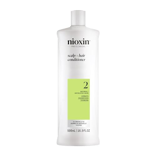 Nioxin Scalp + Hair Thickening System 2 Conditioner | For Natural or Untreated Hair with Progressed Thinning | With Niacinamide and Biotin | 16.9 Fl oz.
