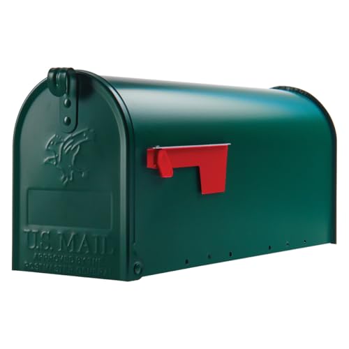Gibraltar Mailboxes Elite Galvanized Steel Post Mounted Hartford Green Mailbox 8-3/4 in. H x 6-7/8 in. W x 20 in. L