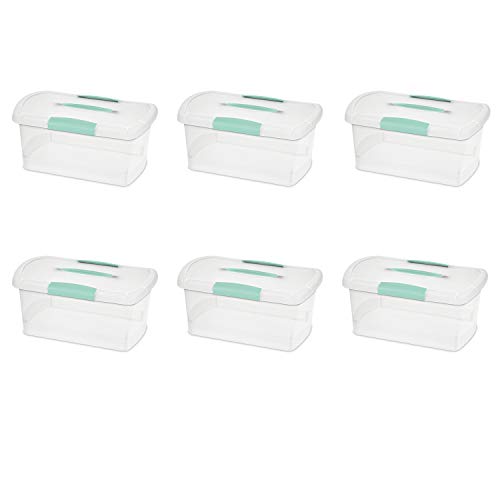 Sterilite 6 Pack Stackable Storage Bin with Latch Lid, Medium Nesting ShowOffs, Clear
