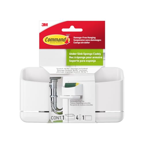 3M 17609-HWES Under-Sink Sponge Caddy, White - Quantity 2
