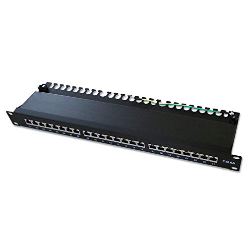 CableWholesale 24-Port Shielded Cat6a Patch Panel, 1U