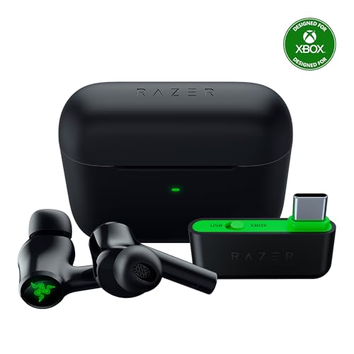 Razer Hammerhead HyperSpeed Wireless Multi-Platform Gaming Earbuds for Xbox Series X|S, Xbox One, PC, Mobile: ANC - Noise Cancelling Mic - Bluetooth 5.2 - RGB Chroma - 30 Hr Battery
