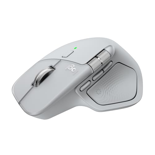 Logitech MX Master 4, Ergonomic Wireless Mouse with Advanced Performance Haptic Feedback, Ultra-Fast Scrolling, USB-C Charging, Bluetooth, Windows, MacOS - Pale Gray