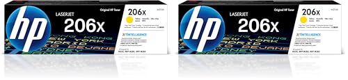 HP 206X Yellow High-Yield Toner Cartridge | Works with Color LaserJet Pro M255,MFP M282,M283 Series | W2112X,(Pack of 2)