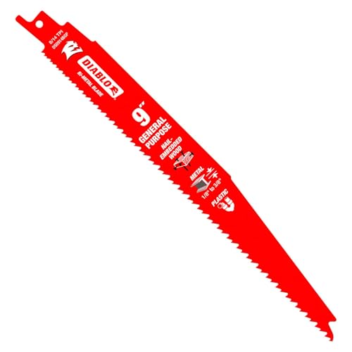 Diablo Bi-Metal Reciprocating Saw Blade for General Purpose Cuts - Variable Tooth Design - 9" Length, 8/14 TPI - DS0914BGP