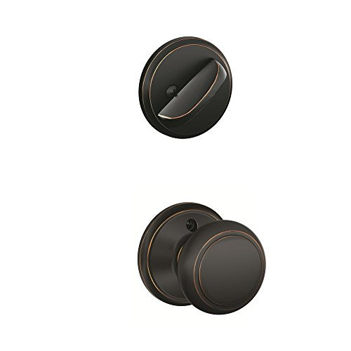 Schlage Andover F59 AND 716 Interior Knob with Deadbolt, Aged Bronze
