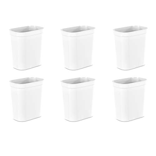 Sterilite 2.5 Gallon Vanity Wastebasket 6-Pack White