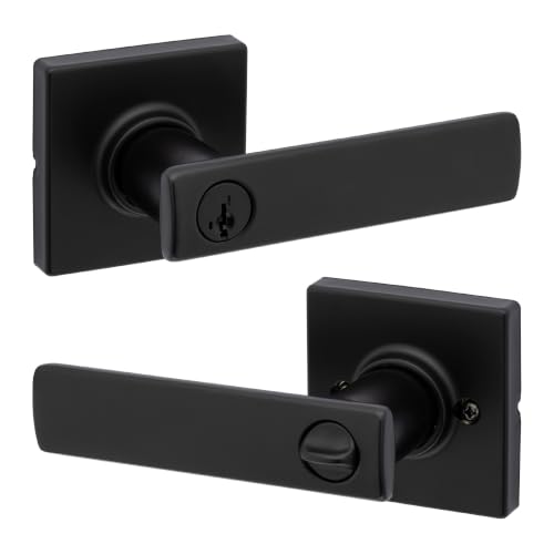 Kwikset Breton Entry Door Handle, Matte Black