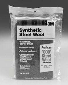 3M Synthetic Steel Wool Pads 000 Extra Fine 6-Pack (10120NA)