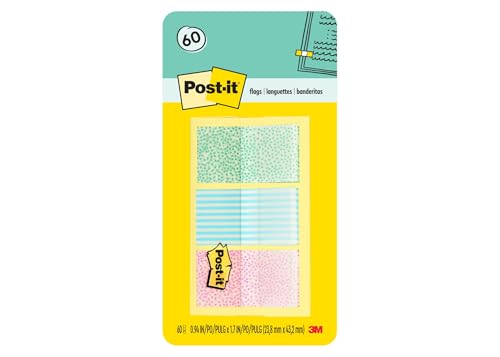 Post-it Pattern Flags, 60/On-The-Go Dispenser, .47 in, Gradient Pattern Collection (682-GRDNT)