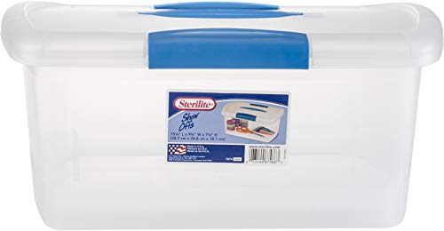 Sterilite 18748606 Box Showoffs Med Nesting Clear, Aquariem Blue