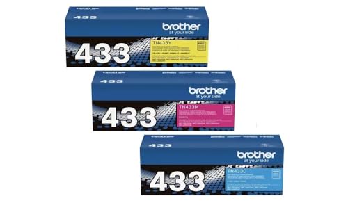Brother TN433C, TN433M, TN433Y (TN-433C, TN-433M, TN-433Y) Cyan, Magenta and Yellow Color Toner Cartridge Set