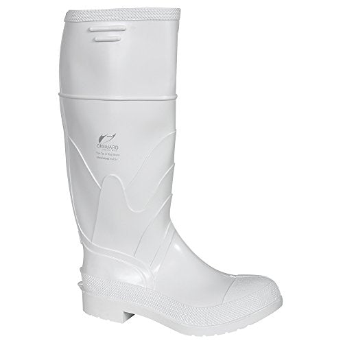 Dunlop White PVC Plain Toe - Rubber Boots for Men & Women - PVC - Work & Concrete Boots - Soft Toe - Waterproof with Tall Shaft - Chemical and Slip Resistant - White - Size 3-13