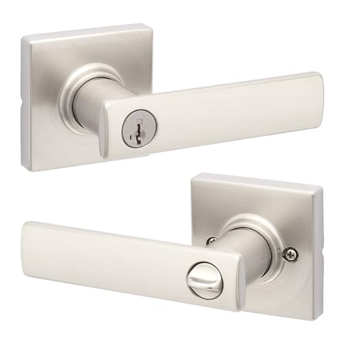 Kwikset Breton Entry Door Handle Satin Nickel