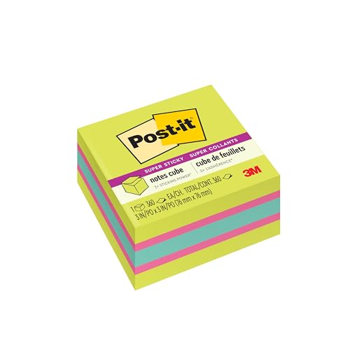 Post-it Notes Cube Notes, 3" x 3", Aqua, Pad of 360 Sheets