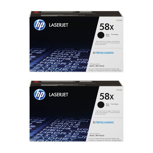HP 58X Black High-Yield Toner Cartridge 2-Pack | Original Cartridge | Compatible LaserJet Enterprise M406dn, Enterprise MFP M430f, Pro M404 Series, M428 Series | CF258X | Each Cartridge