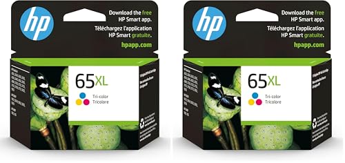 HP 65XL Tri-Color High-Yield Ink Cartridge | Works with AMP 100,DeskJet 2600,3700; Envy 5000 | Eligible for Instant Ink-| N9K03AN,(Pack of 2)