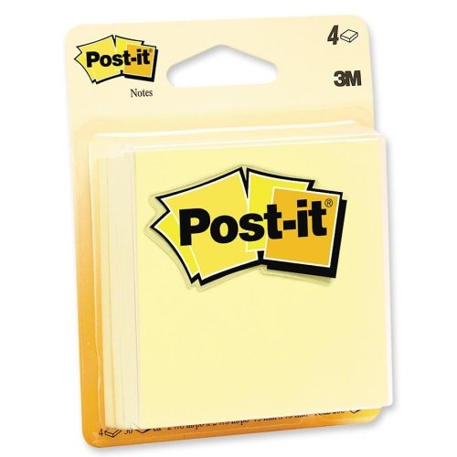 Post-it Notes, 3 in x 3 in, 4 Sticky Notes Pads, 50 Sheets per Pad, The Iconic Canary Yellow Note, School Supplies and O?ce Products