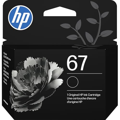 HP 67 Black Ink Cartridge for HP Printers | Works with DeskJet 1255, 2700, 4100 and ENVY 6000, 6400 Series, Eligible for Instant Ink, 3YM56AN