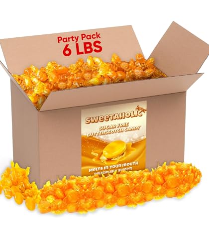 Sugar-Free Butterscotch Discs – Bulk 6 lb Bag, Classic Creamy Butterscotch Hard Candy, Diabetic-Friendly, Low-Sugar Treats for Candy Jars, Parties & Keto Snacks