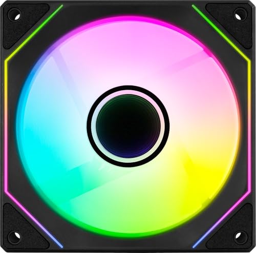 AeroCool Phantom M-3 Reverse Infinity Mirror ARGB Fan, for PC Case, 120mm, PWM 500-1800 RPM, Hydraulic Bearing, Eight Shock-Absorbing Pads, Liquid and Air Cooler, Black