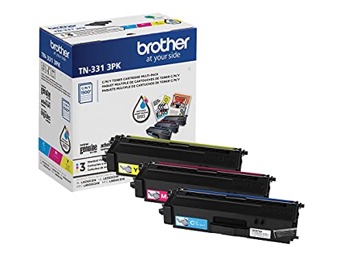 Brother Genuine TN331C, TN331M, TN331Y Color Laser Cyan, Magenta and Yellow Toner Cartridge Set