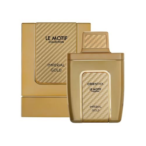 Orientica Le Motif Imperial Gold Eau De Parfum – Citrus, Bergamot, Lemon, Violet Leaves, Jasmine Tea, Lavender, Sandalwood, Ambergris, Musk - Arabic Perfume for Men & Women – 2.9oz / 85ml